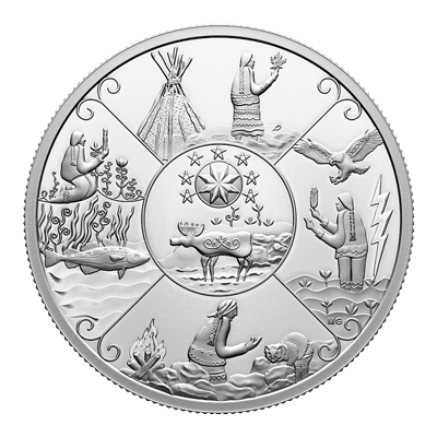 A picture of a 2023 $20 Fine Silver Coin - Generations: Mi'kmaq Creation Story